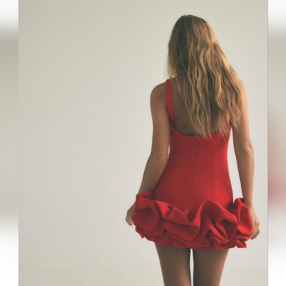 ZARA COMBINATION PUFF HEM JUMPSUIT DRESS - Picture 4 of 9